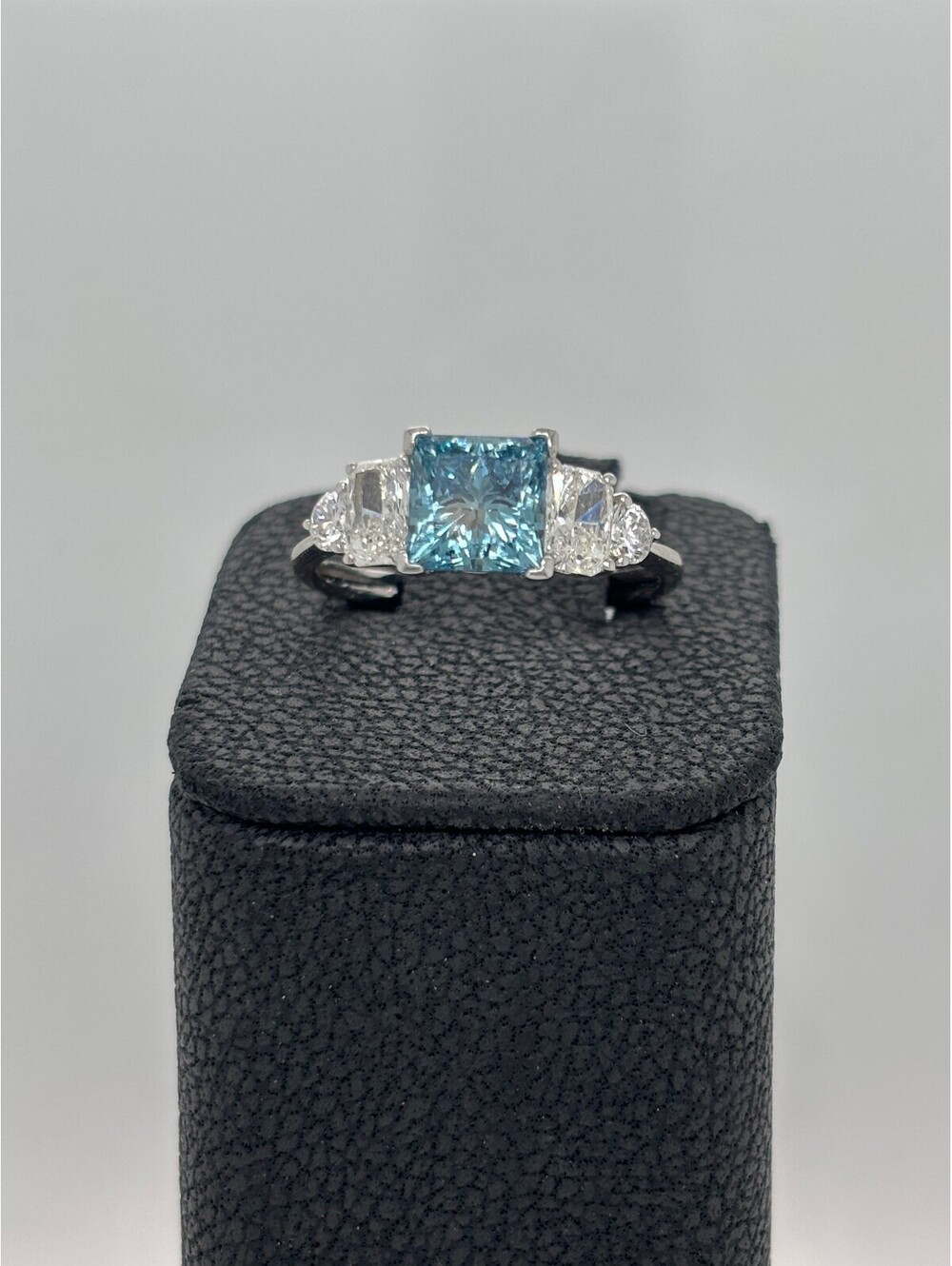 10k White Gold Lab Topaz and Diamond Ring